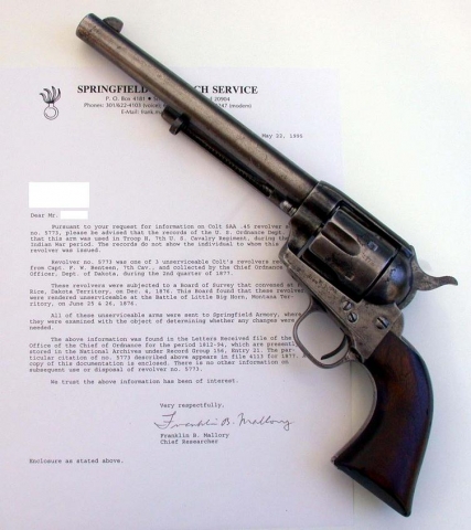 Револьвер Colt SAA, кавалерийская модель, серийный № 5773
